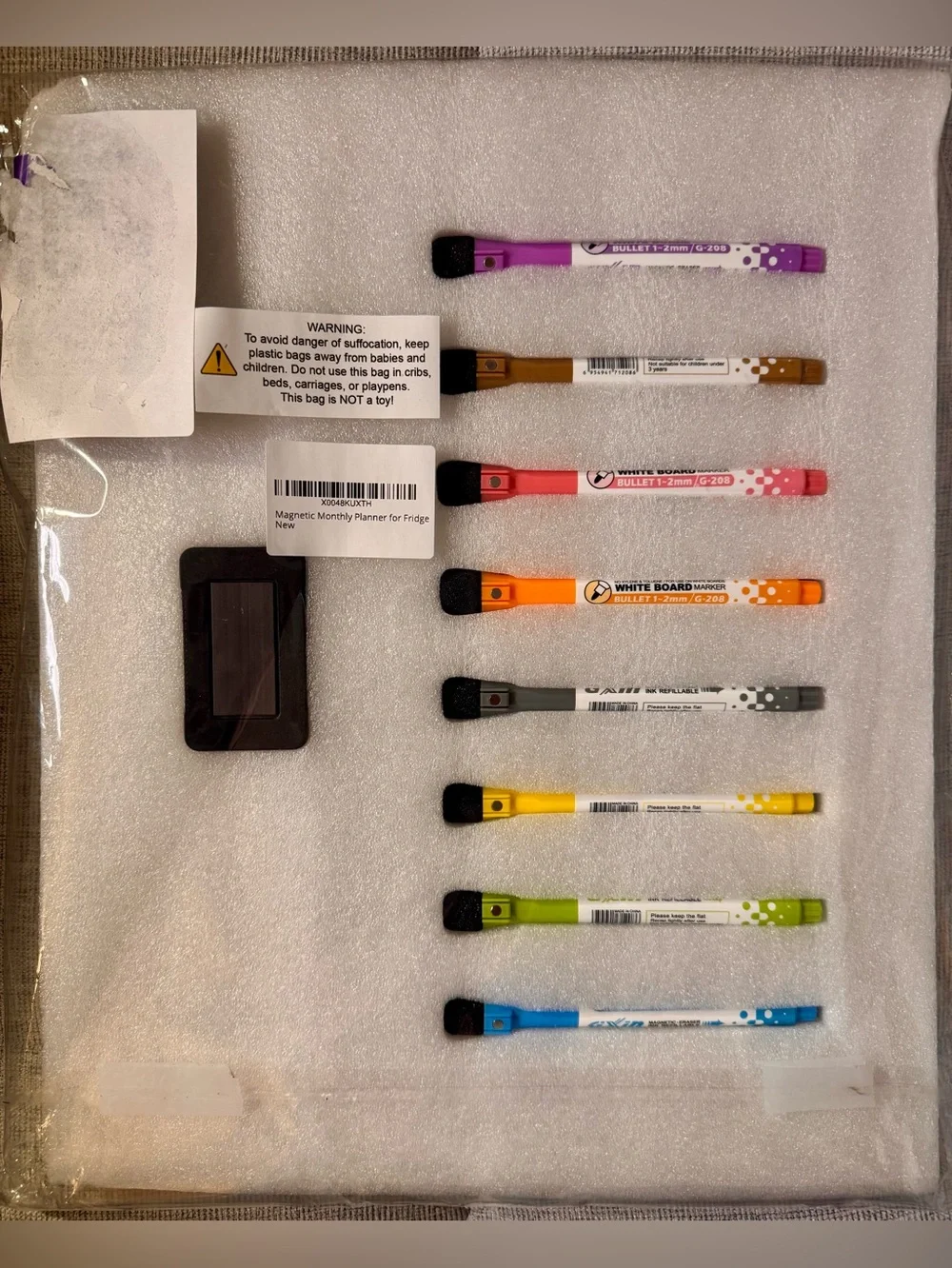 Magnetic Monthly & Weekly Planner Set Grocery List Dry Erase Markers for Fridge